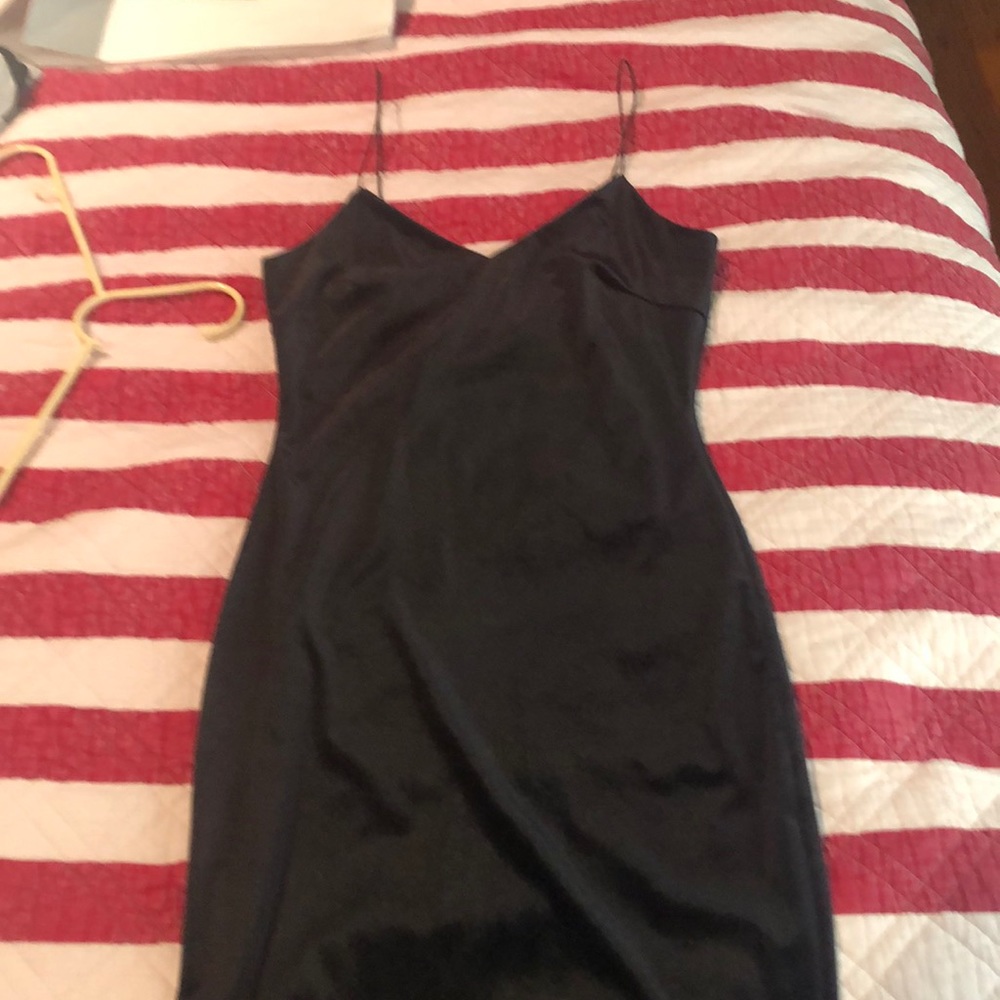 Midi Suede Black Bodycon Dress